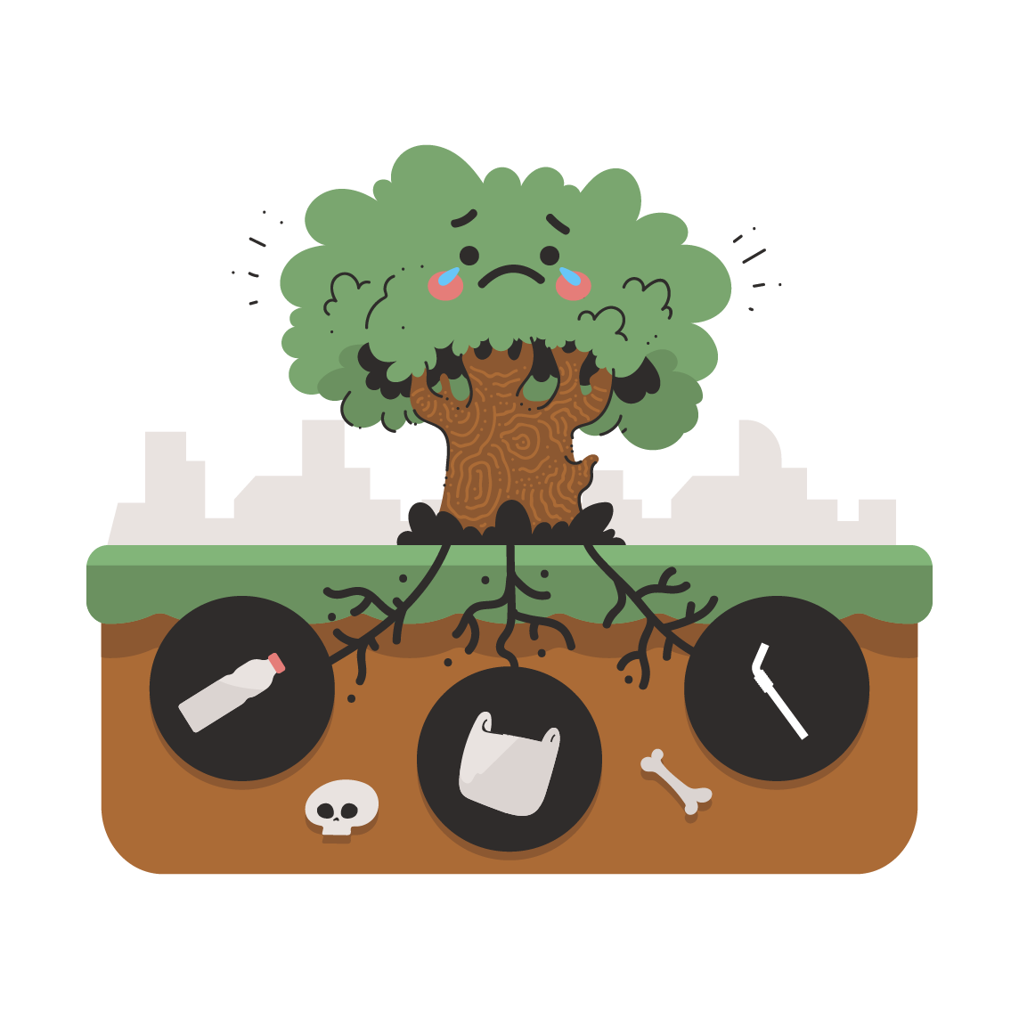 ecology, nature _ tree, plastic, ecological, bag, bottle, sad, emotion, contamination@1x